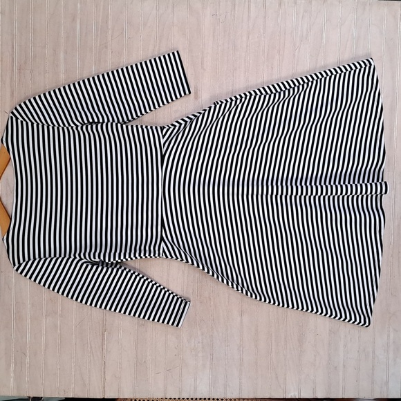 Ricki’s Black White Striped Stretchy Fit & Flare Skater Dress with Pockets Comfy - Picture 11 of 12